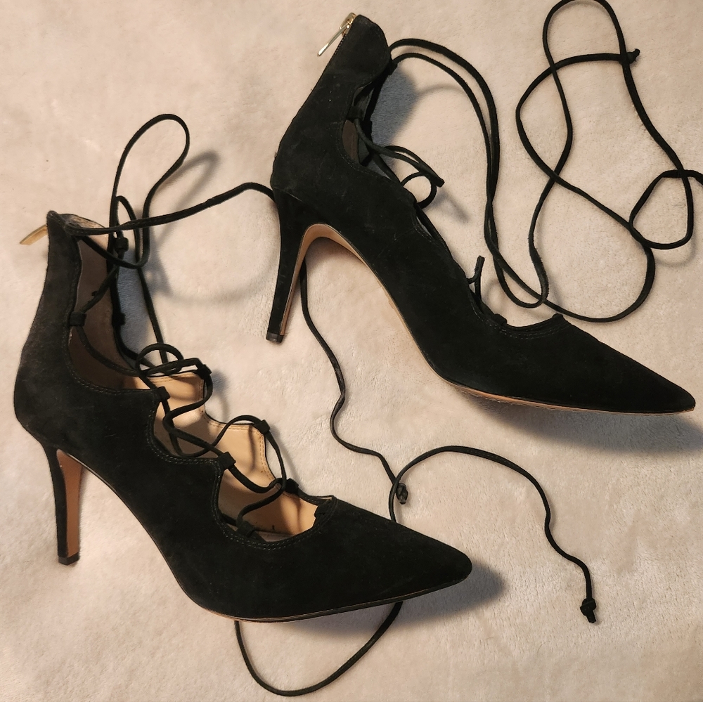 Vince Camuto Black Lace-up Pumps